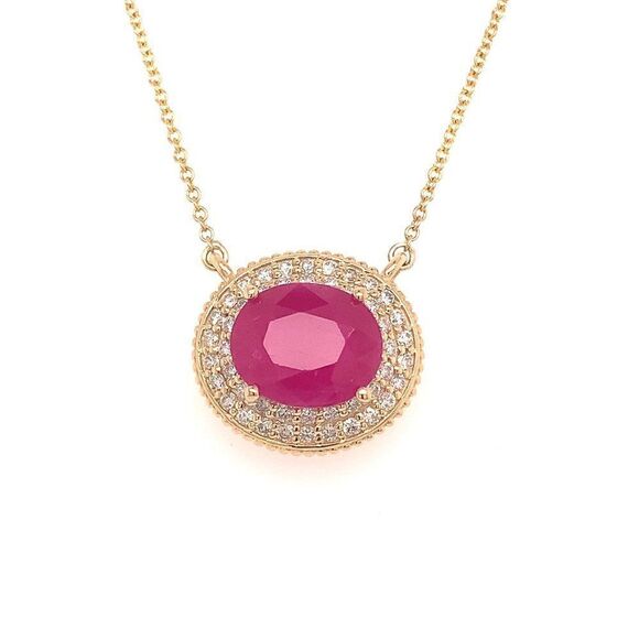 Ruby Diamond Necklace 14k Gold 18" 5.06 TCW Certified $5,975 121097 - Picture 1 of 12